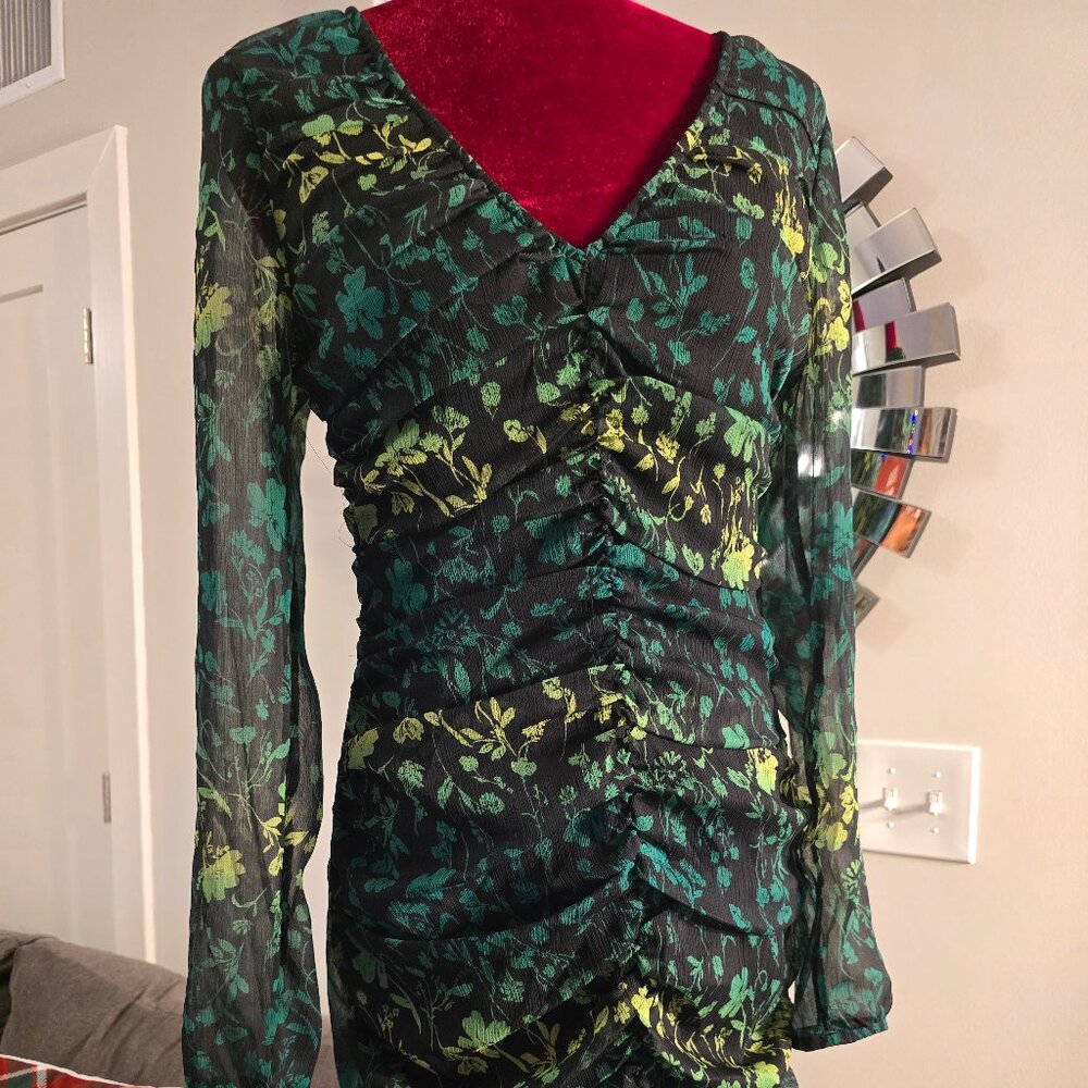 A New Day Floral Green Mini Dress